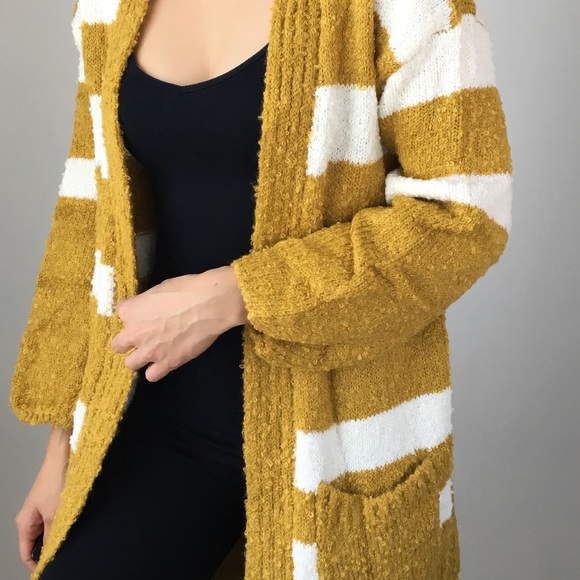 KNITTED LONG CARDIGAN DROP SHOULDER-  WHITE CANARY / SOFT WOOL - Picture 8 of 8